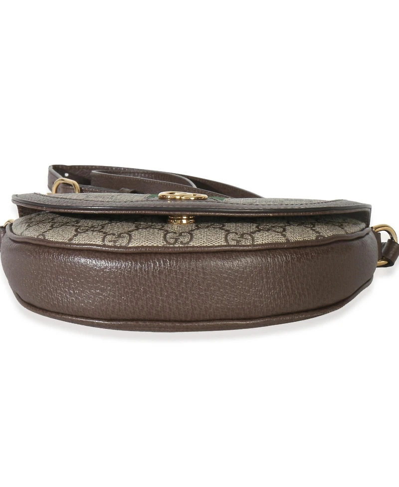 Pre-Owned Gucci Beige Gg Supreme Canvas Ophidia Gg Curved Flap Bag