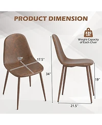 Slickblue Modern Kitchen Chairs Set of 4 Faux Pu Leather with Metal Legs