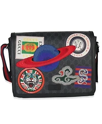 Pre-Owned Gucci Black Gg Supreme Canvas Night Courrier Flap Messenger Bag