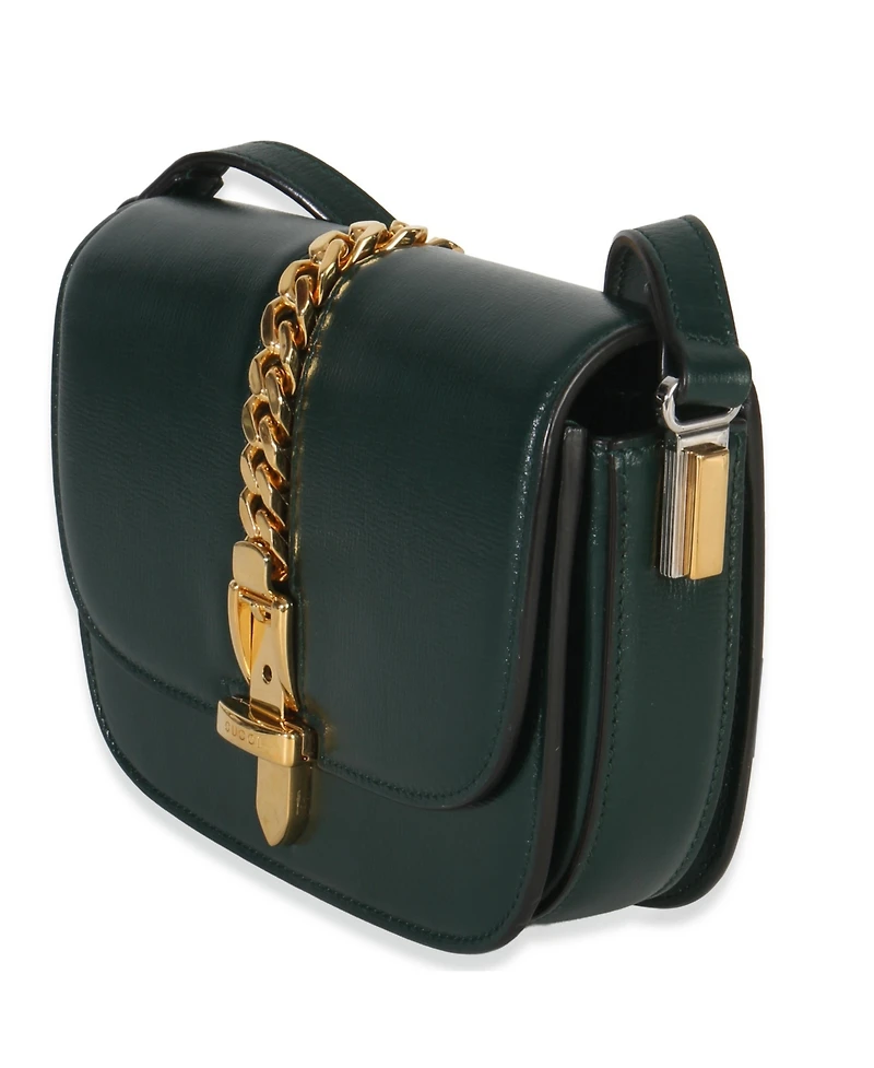 Pre-Owned Gucci Dark Green Calfskin Mini Sylvie 1969 Bag