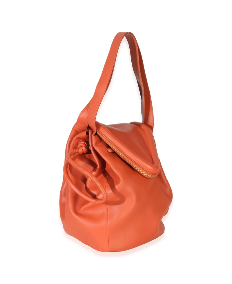 Pre-Owned Bottega Veneta Orange Calfskin Beak Tote