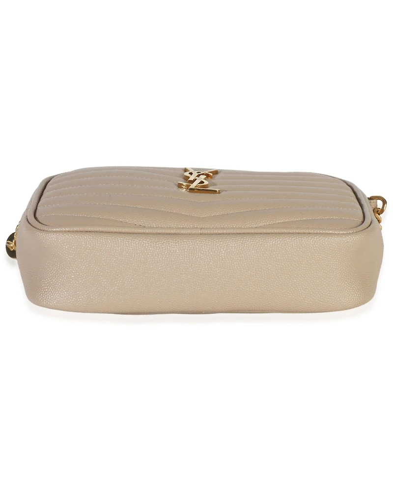 Pre-Owned Saint Laurent Beige Grain De Poudre Matelasse Mini Lou Camera Bag