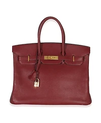 Pre-Owned HERMES Rouge Grenat Chevre de Coromandel Birkin 35 Phw