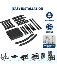 gaomon Poly Lumber Rocking Chair Outdoor Set of 2 with Side Table - Hdpe High Back Porch Rocker Chairs for Adults