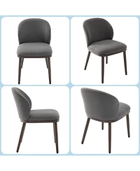 gaomon Set of 4 Upholstered Dining Chairs with Ergonomic Back Support and Solid Wood Legs