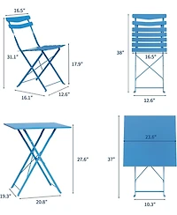 gaomon 3-Piece Foldable Metal Bistro Set with Square Table