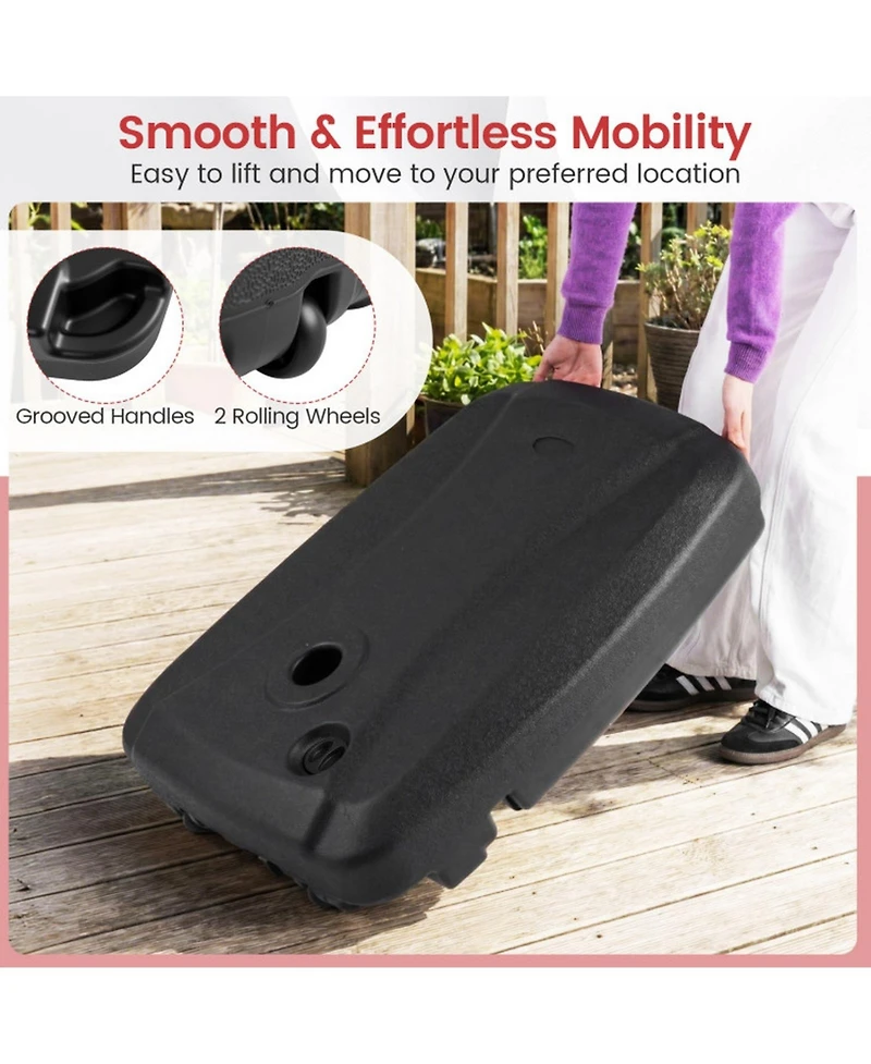 Gouun 225 lb Cantilever Patio Umbrella Base with Built-In Wheels T-Shaped Cross Frame