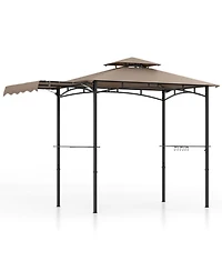 Gouun 11 x 5 ft Grill Gazebo with Extended Side Awning Double-Tier Vented Top and Shelves