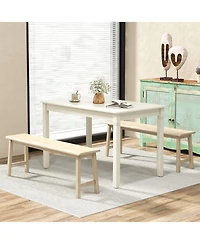 Sugift 48-Inch Wooden Dining Table for 4 People Rectangular Kitchen Table with Rubber Wood Legs