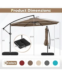 Gouun 10 ft Solar Led Offset Hanging Umbrella with 32 Lights Infinite Tilt and Weighted Base