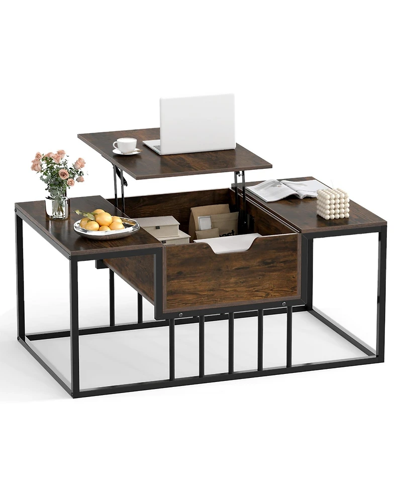 Slickblue Modern Lift Top Coffee Table, Center Table with Hidden Storage Compartment