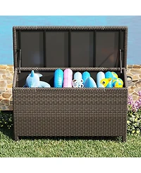 gaomon 185 Gallon All-Weather Wicker Deck Box for Outdoor Storage