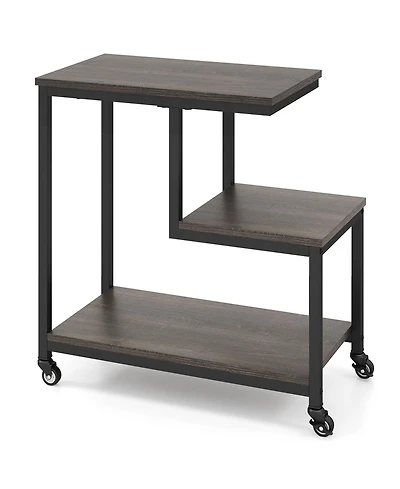 Slickblue 3 Tier G Shaped Side Table Mobile End with Storage