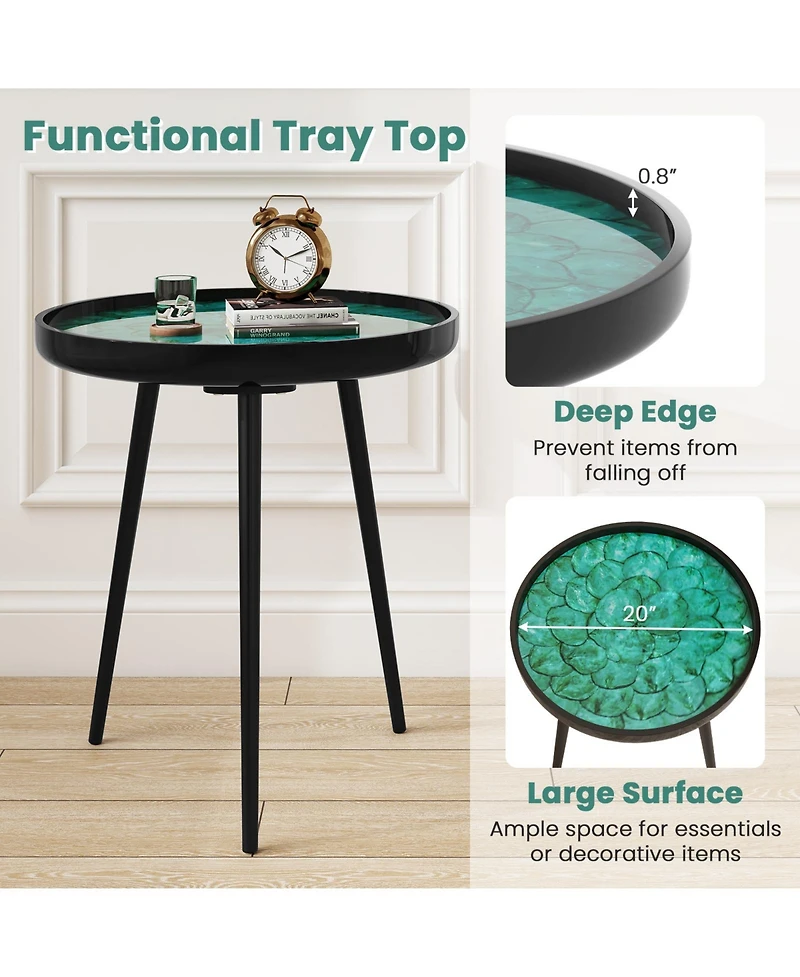 Slickblue Modern Coffee End Table Sea Shell Design Mid Century