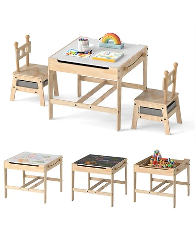 Slickblue Kids Activity Table and Chairs Set with Reversible Whiteboard