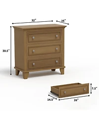 gaomon 3 Drawer Dresser, Wooden Storage Chest of Drawers with Exquisite Metal Handles