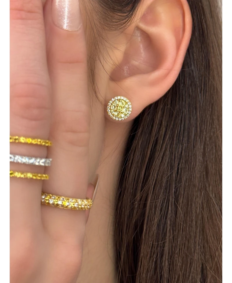 Suzy Levian New York Cubic Zirconia Cluster Halo Stud Earrings