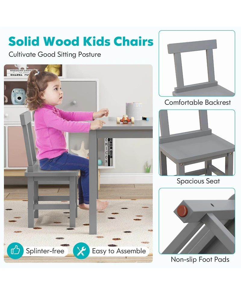 Sugift Wooden Kids Table and Chairs Set with Anti Slip Foot Pads