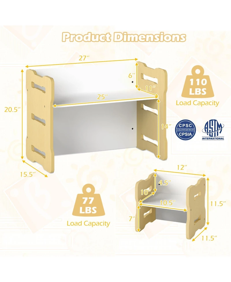 Sugift 3 Piece Toddler Table and Stool Activity Set