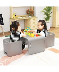 Sugift 3 Piece Kids Wooden Table and Chair Set for Playroom