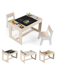 Sugift Multifunctional Kids Table and Chairs Set with Chalkboard