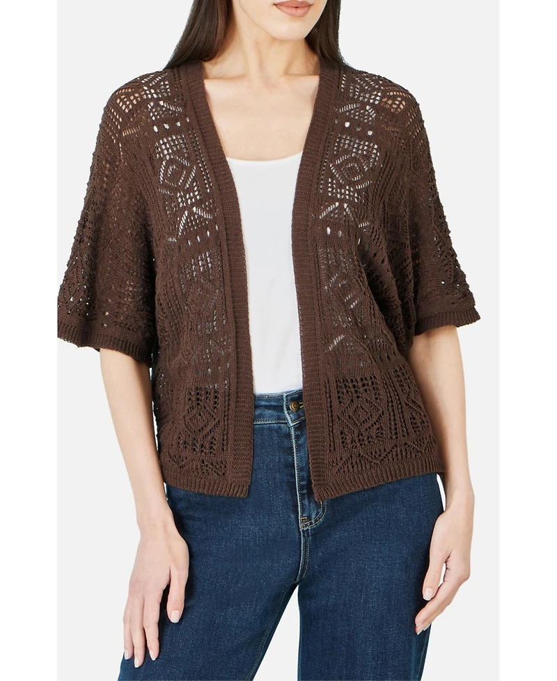 Yumi Women's Crochet Edge To Cardigan