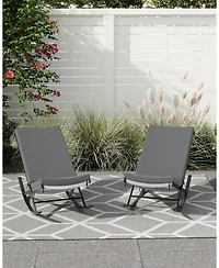 gaomon Set of 2 Outdoor Rocking Lounge Chairs with Removable Cushions, Patio Chaise Lounge and Indoor Papasan Rocker
