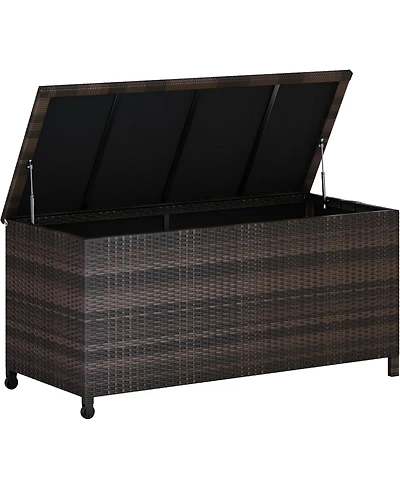 gaomon 125 Gallon Large Waterproof Pe Rattan Deck Box with Wheels