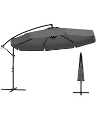 Gouun 10 ft Cantilever Patio Umbrella with Protective Cover Infinite Tilt and Ruffled Edge