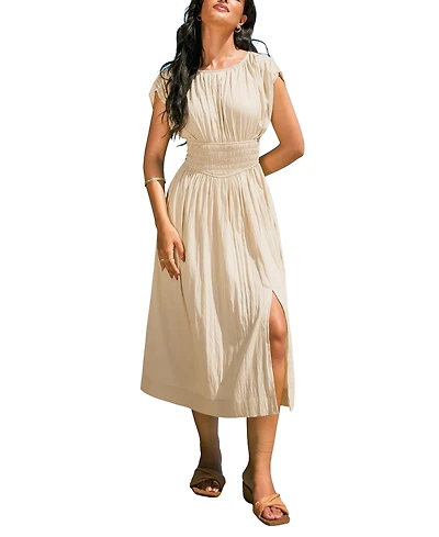 Cupshe Women's Push Your Luck Khaki Midi Beach Dress