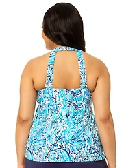 Island Escape Plus H-Back V-Neck Underwire Tankini Top, Macy's Exclusive
