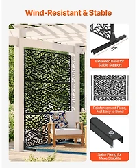 Sugift Metal Privacy Screen, 47" x 72", Freestanding 3-Panel Garden Divider