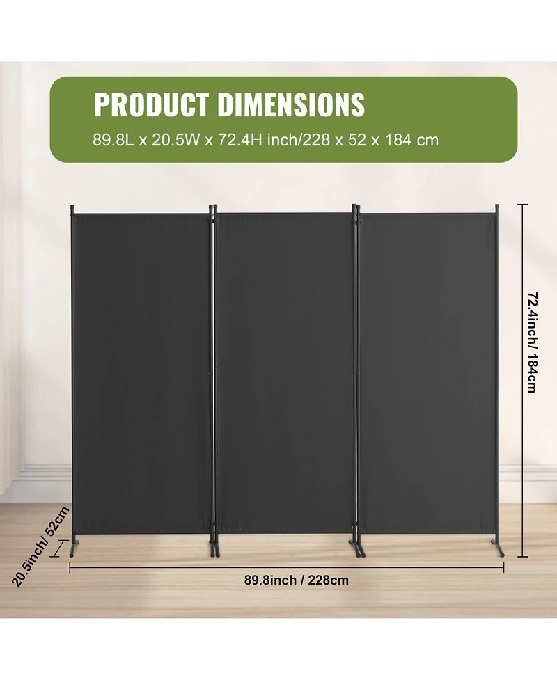 Sugift Room Divider, 3 Panel Folding Privacy Screen, Freestanding for Office and Bedroom
