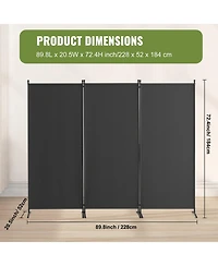 Sugift Room Divider, 3 Panel Folding Privacy Screen, Freestanding for Office and Bedroom