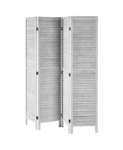 Sugift Wood Room Divider, 4 Panel Folding Privacy Screen for Home and Office Use
