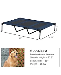PawHut 48" x 36" Elevated Breathable Dog Bed w/ Carry Bag Dark Blue
