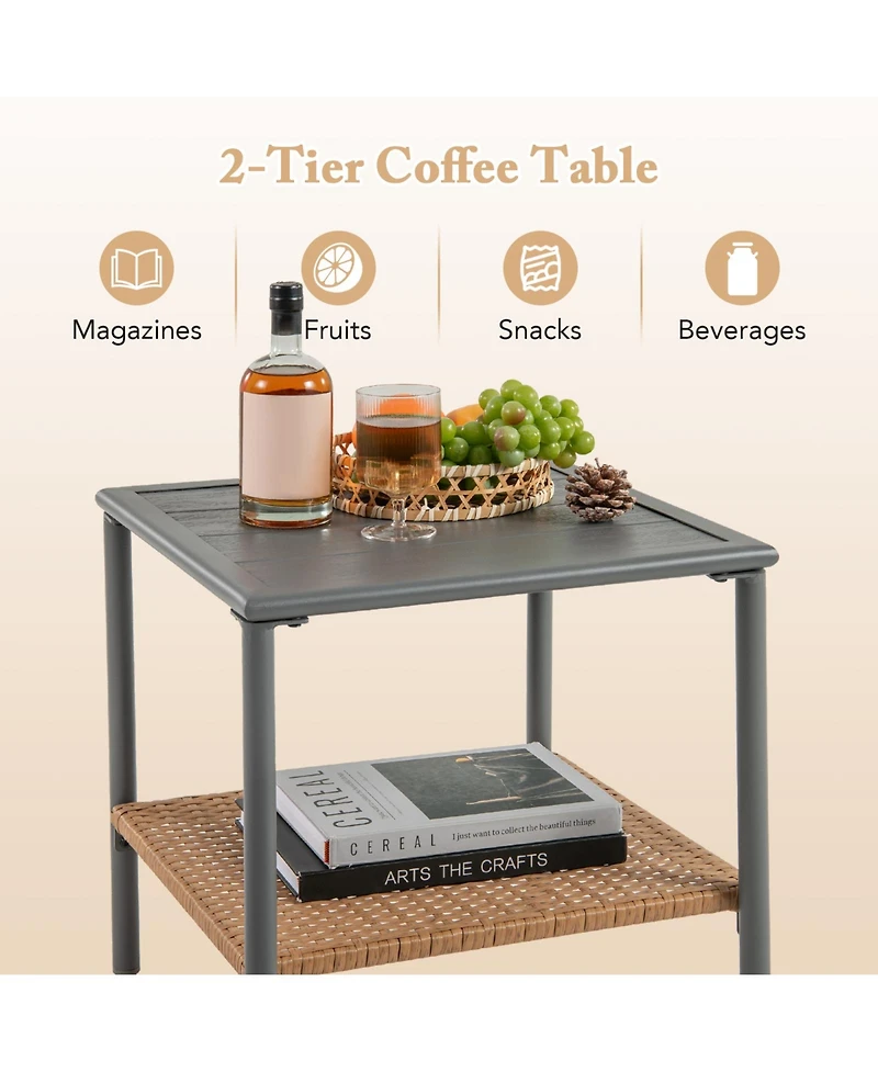 Sugift 3 Piece Corner Patio Furniture Set with Small Coffee Table