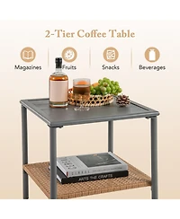 Sugift 3 Piece Corner Patio Furniture Set with Small Coffee Table