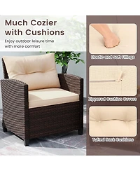 Sugift 3 Piece Patio Wicker Sofa Set with Storage Coffee Table