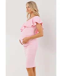Hello Miz Maternity One-Shoulder Ruffle Bodycon Dress