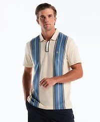 Original Penguin Men's Cotton Jacquard Vertical Stripe Short-Sleeve Polo Shirt