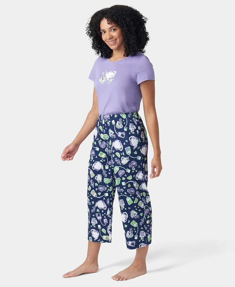 Hue Women's Printed Short-Sleeve Capri Pajama Set