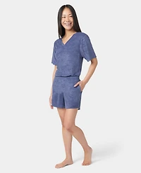Hue Women's French Terry Lounge Short-Sleeve T-Shirt & Boxer Shorts, 2Pc Set