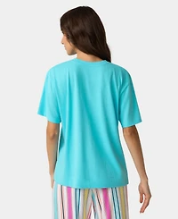 Hue Women's Short-Sleeve Cotton Candied Boxy Pajamas Top