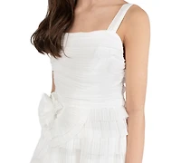 Rare Editions Girls' 7-16 Micro Pleated Chiffon Tiered Short Dress