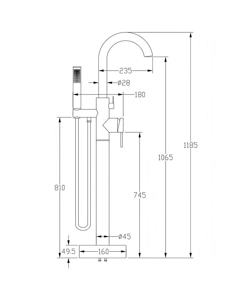 Busdays Brushed Nickel Freestanding Tub Filler Floor Mounted Bathtub Faucet with High Flow, Swivel Spout and Handheld Shower Head