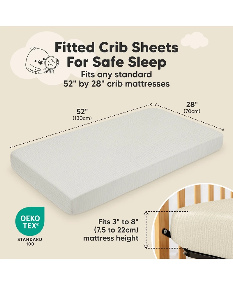 KeaBabies Lyra Muslin Crib Sheets for Boys, Girls, 2pk 52x28 Cotton Baby Mattress Fitted, Soft, Breathable