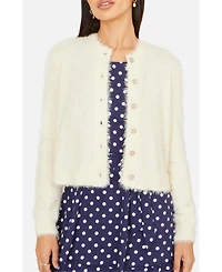 Yumi Women's Eyelash Knit Long Sleeve Cardigan