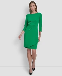 Dkny Women's 3/4-Sleeve Ruched Short Dress