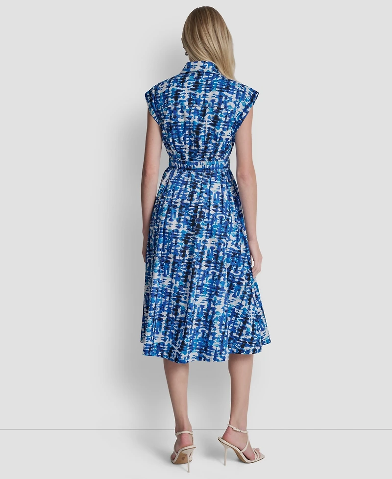 Dkny Women's Extended Button-Front Collared Cotton Midi Dress